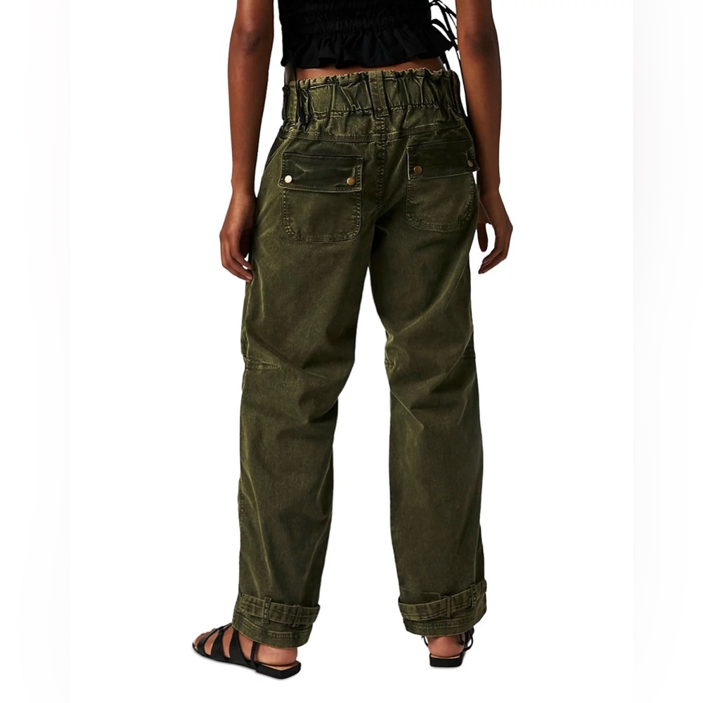 Free People We The Free Can't Compare Slouch Pants Army Green Medium - Picture 3 of 13